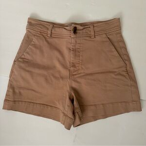 Everlane The Way-High Twill Shorts High Waist Ash Brown Tan Size 10 Large